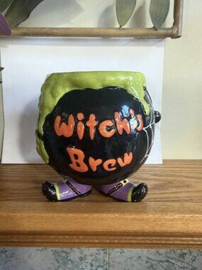 Pier 1 Hand-Painted Witch's Brew Halloween Cauldron Candy Dish